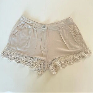 Summer Beach Lace Trim Shorts Cream Color